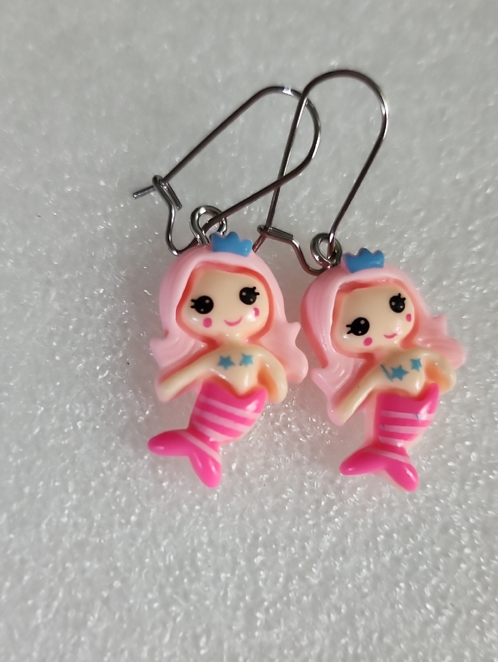 Hand Crafted Pink Mermaid Dangle Earrings